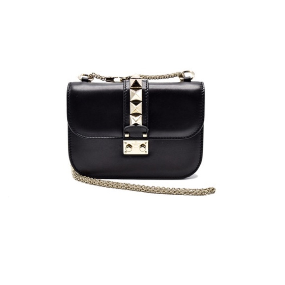 Valentino Lock Small Black Chain Leather Shoulder Bag